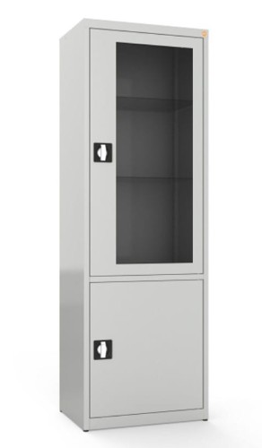 Szafa medyczna dwudzielna, dwukomorowa, drzwi górne przeszklone MDW 1s .jpg