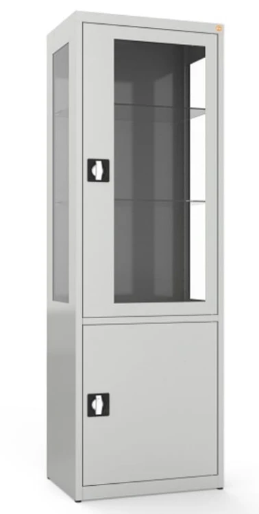 Szafa medyczna dwudzielna, dwukomorowa, drzwi górne i boki przeszklone MDBW 1s .jpg