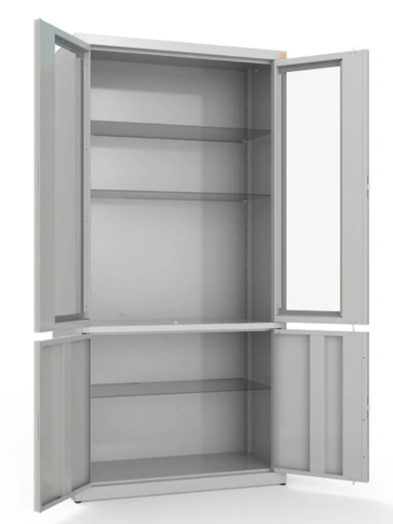 Szafa medyczna dwuskrzydłowa, dwukomorowa, drzwi górne przeszklone MDW2s.jpg