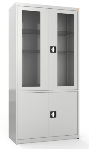 Szafa medyczna dwuskrzydłowa, dwudzielna, dwukomorowa, drzwi górne przeszklone MDW 2s.jpg