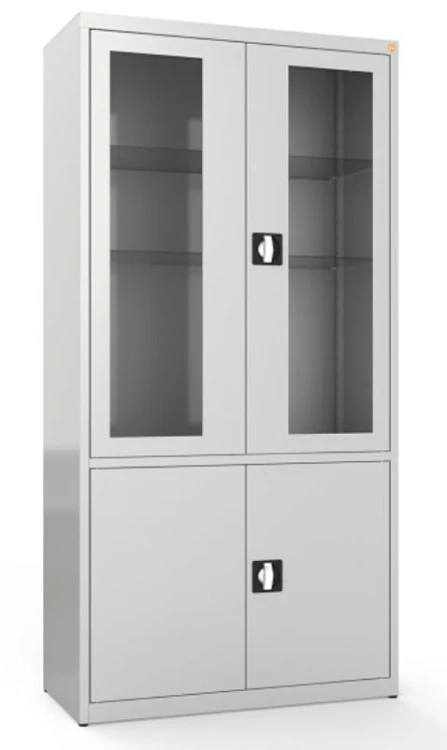 Szafa medyczna dwuskrzydłowa, dwudzielna, dwukomorowa, drzwi górne przeszklone MDW 2s.jpg