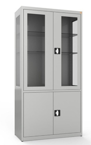 Szafa medyczna dwuskrzydłowa, dwudzielna, dwukomorowa, drzwi górne i boki przeszklone MDBW2s.jpg