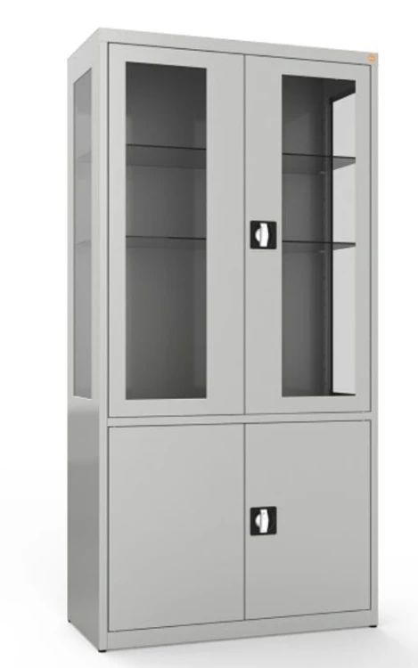 Szafa medyczna dwuskrzydłowa, dwudzielna, dwukomorowa, drzwi górne i boki przeszklone MDBW2s.jpg