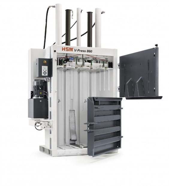 Belownica, prasa do makulatury folii pionowa HSM V-Press 860 L, bela .jpg