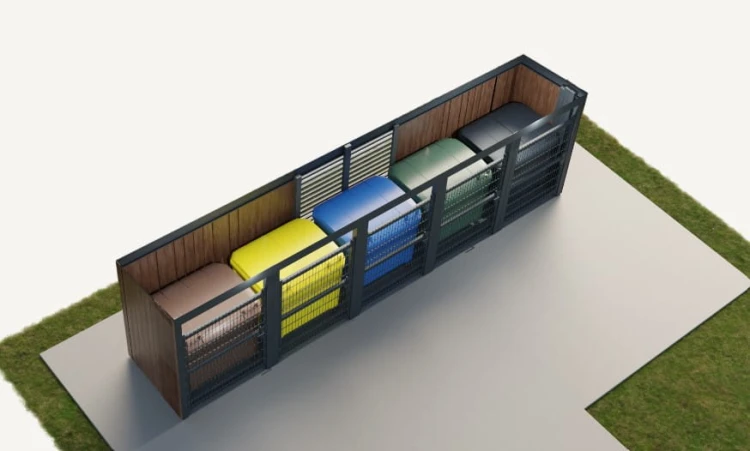 Ocynkowana wiata śmietnikowa MOD 1,3x7,5 m