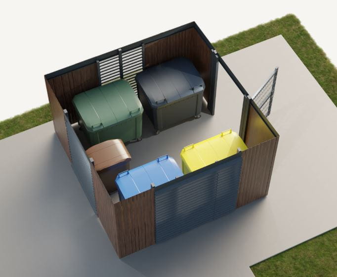Zabudowa śmietnikowa MOD 3,6x3m z panelami siatkowymi
