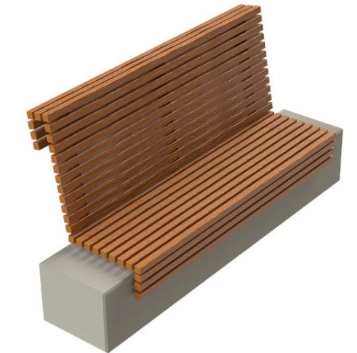 Ławka betonowo drewniana Creative z oparciem 150 cm