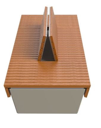 Ławka betonowa z oparciem, ławka betonowo-drewniana, mała architektura, producent.JPG