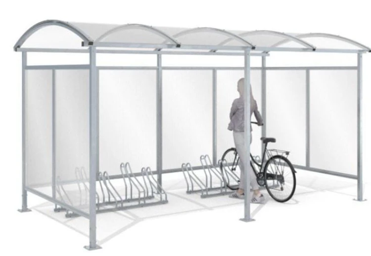 Nowoczesna wiata rowerowa Zorza inox do montażu zewnętrznego