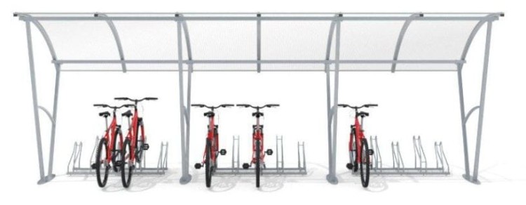Modułowa wiata rowerowa zadaszona na 15 rowerów