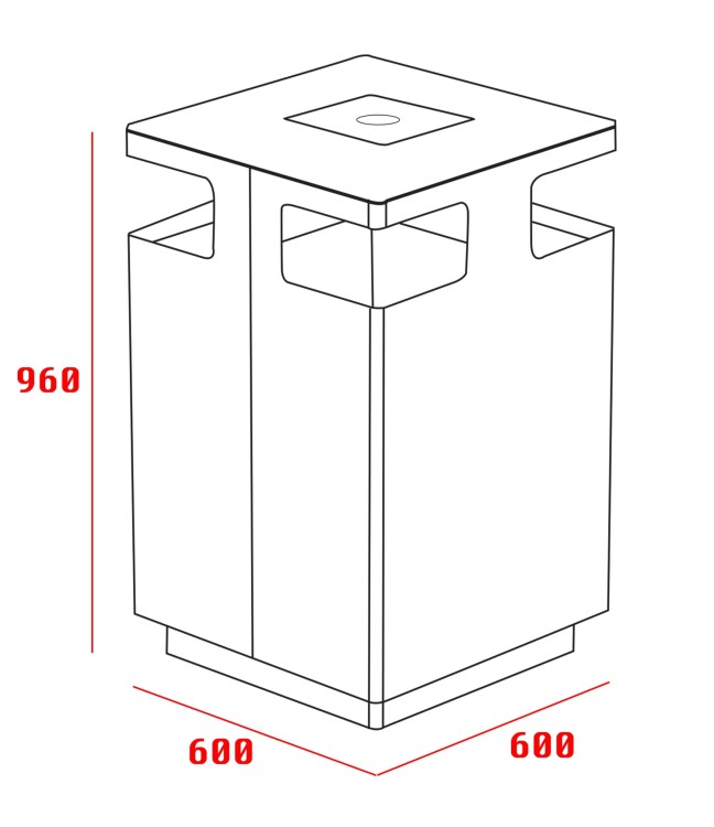 Kosz do segregacji Tower 4 x 52 litry widok frontowy