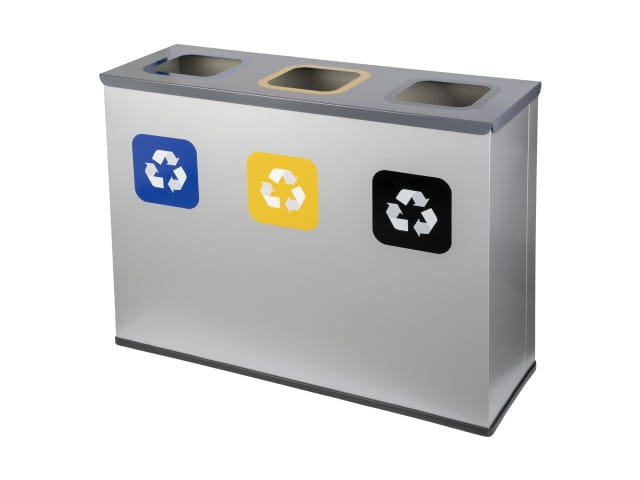 Kosz do segregacji Eko Station 3x60 l na papier plastik i odpady zmieszane