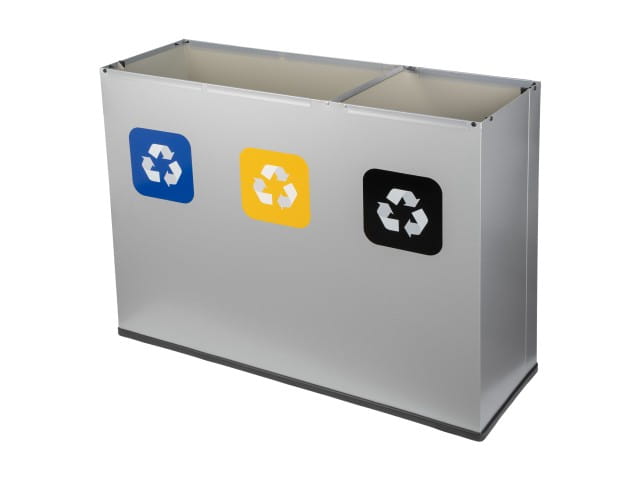 Kosz do segregacji na papier plastik i odpady zmieszane 3x60 l