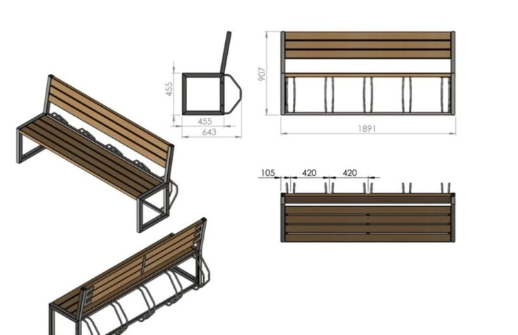 Ławka parkowa Libra stal nierdzewna 189 cm