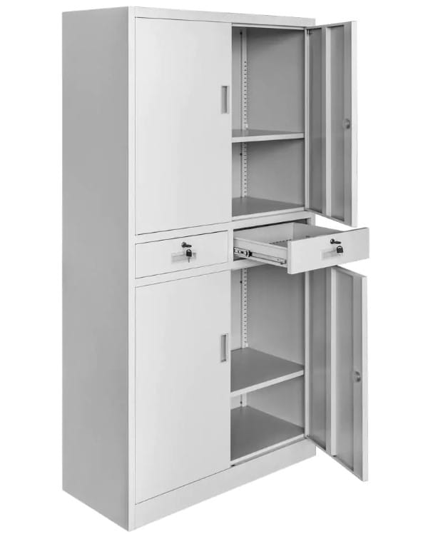 Szara szafa metalowa do biura Mega-M WENUS 90x40x185 cm