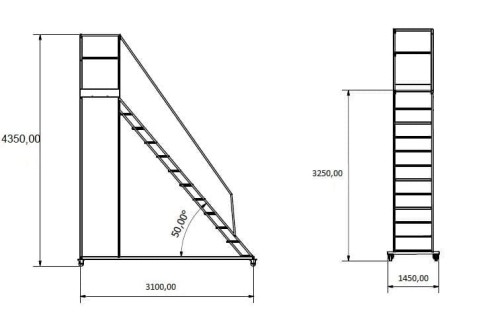 Rysunek podest jezdny 3.25m 12+1