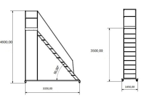 Rysunek podest jezdny 3.5m 13+1