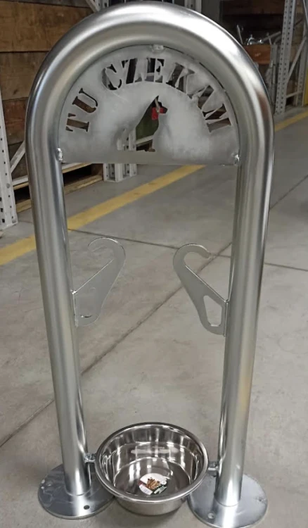 Parking dla psów VII + poidełko stojak dla psów stal nierdzewna.webp