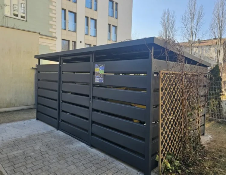 Wiata śmietnikowa EKO 3x3m z panelami poziomymi