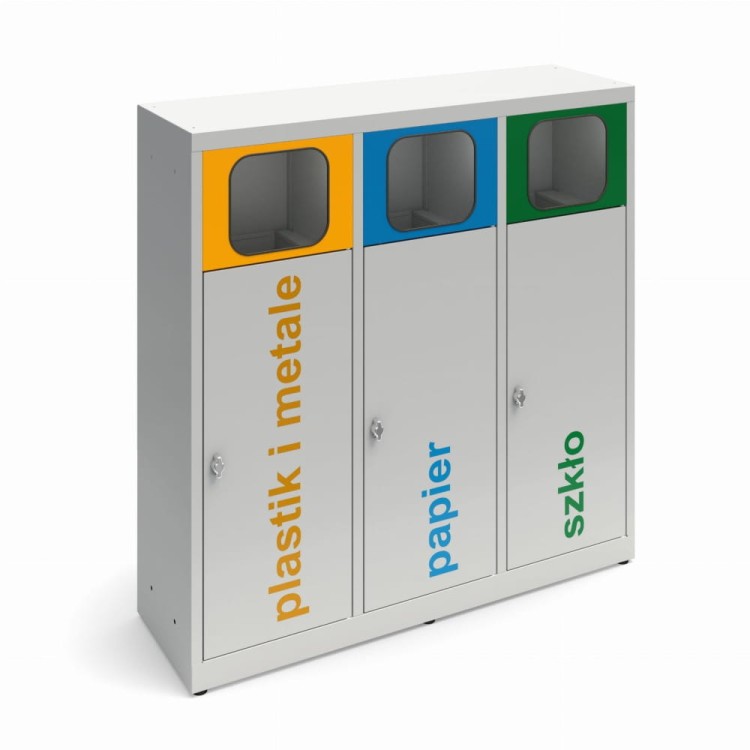 Kosz do segregacji ANT-3 z ramką na worki lub z pojemnikami RAL7035