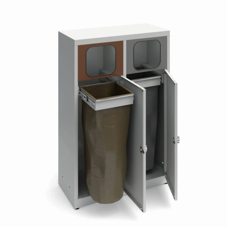 Kosz do segregacji ANT-2 na worki 2 frakcje odpadów po 80 l każda, otwarty