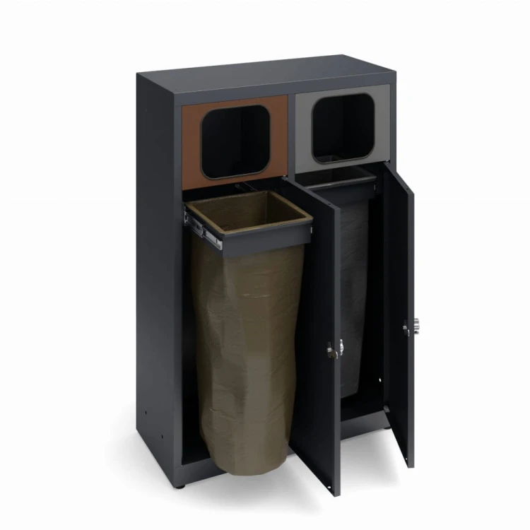 PSO bio poz nowe_otw_ramka_7024.jpgKosz do segregacji ANT-2 na worki 2 frakcje odpadów po 80 l każda