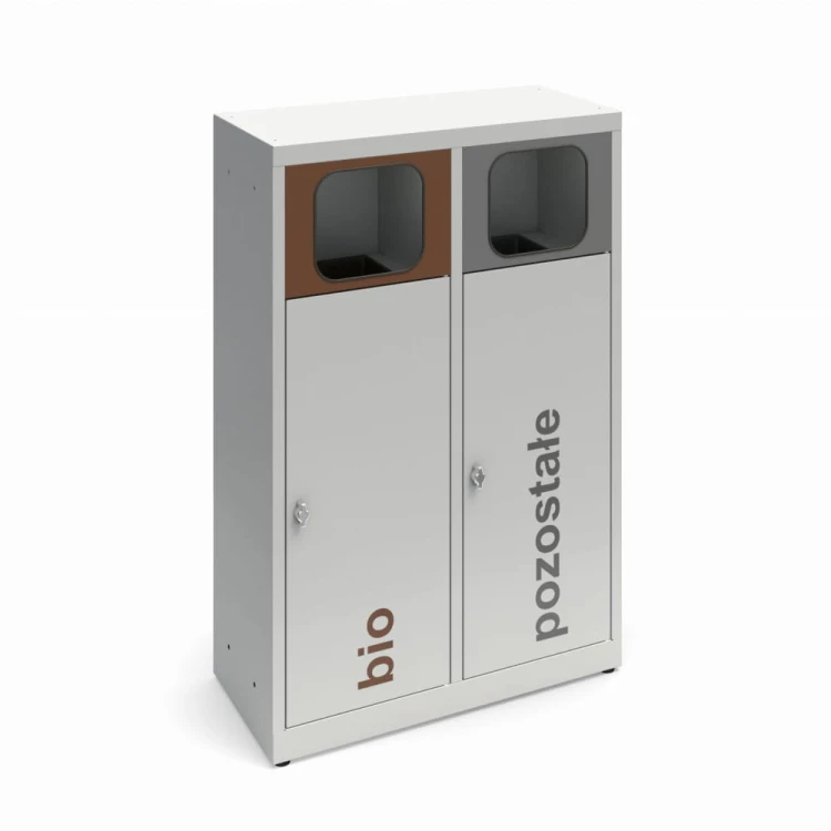 Kosz do segregacji ANT-2 na worki 2 frakcje odpadów po 80 l każda, RAL7035