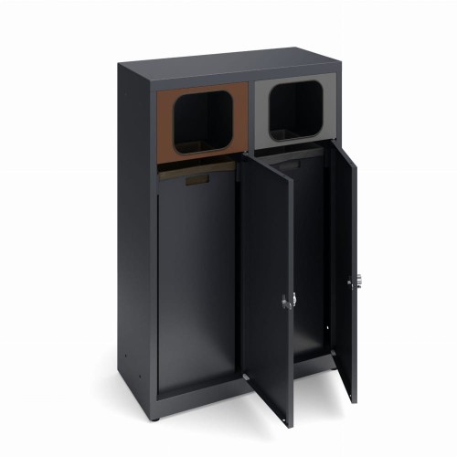 Kosz do segregacji ANT-2 z ramką na worki lub z pojemnikami RAL7024