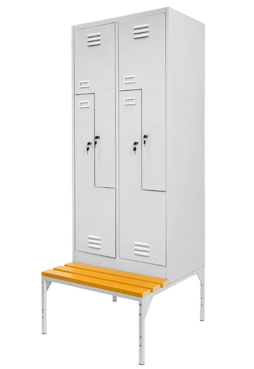 Metalowa szafka pracownicza typ L 80 cm z wysuwaną ławeczką