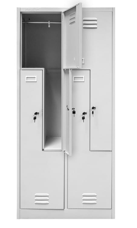 Stalowa szafka pracownicza Mega-M 4-drzwiowa szara RAL 7035