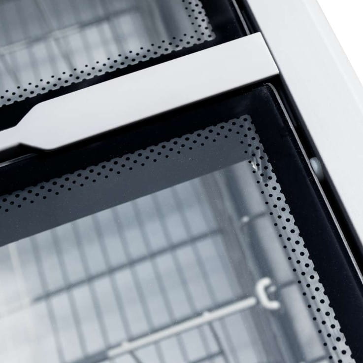 Zamrażarka ekspozycyjna 437 l z aluminiowym wnętrzem i kółkami