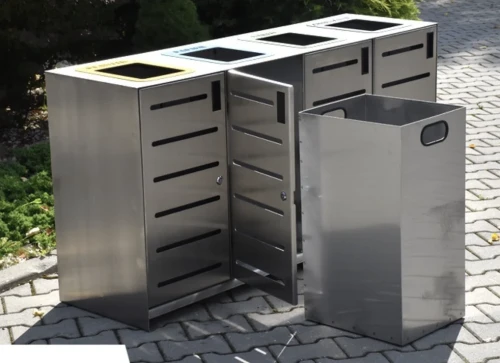 Kosz do segregacji Ajaks IV, kosz na śmieci, stal nierdzewna, 4x80 litrów.webp