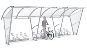 Wiata rowerowa Świt ze ścianami bocznymi na 15 rowerów