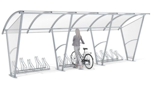 Wiata rowerowa Świt ze ścianami bocznymi na 15 rowerów