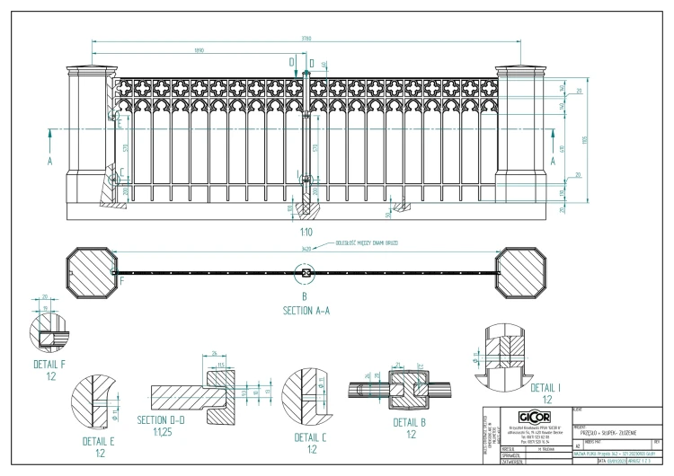 Antykorozyjne przęsło żeliwne 1700 mm