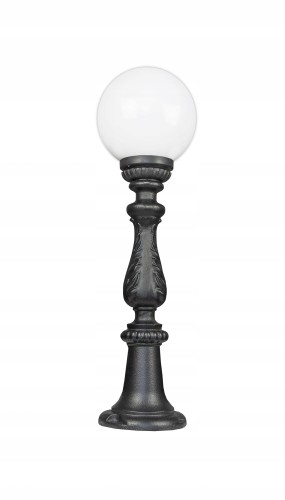 Lampa żeliwna z białym kloszem kulą 200 mm