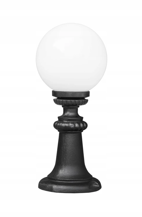 Czarna lampa żeliwna z białą kulą PMMA 200 mm