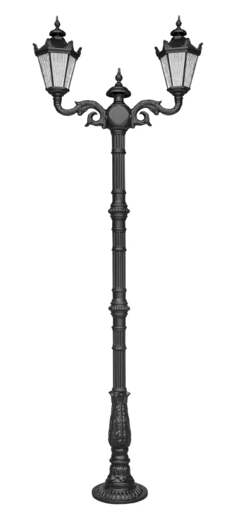 Żeliwna lampa ogrodowa Gicor z dwoma lampionami