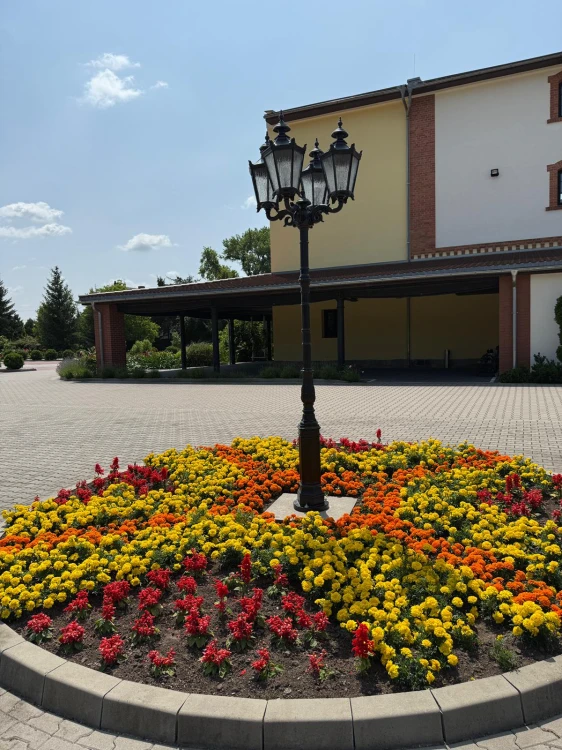 Czterogłowicowa lampa parkowa z żeliwa o wysokości 3160 mm