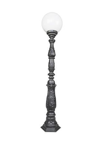 Lampa żeliwna kula z białym kloszem PMMA