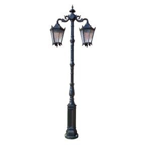 Żeliwna lampa ogrodowa Gicor z dwiema głowicami wiszącymi