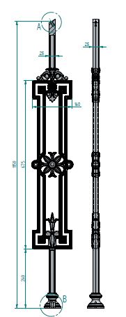 Dekoracyjna tralka żeliwna o wysokości 115 cm