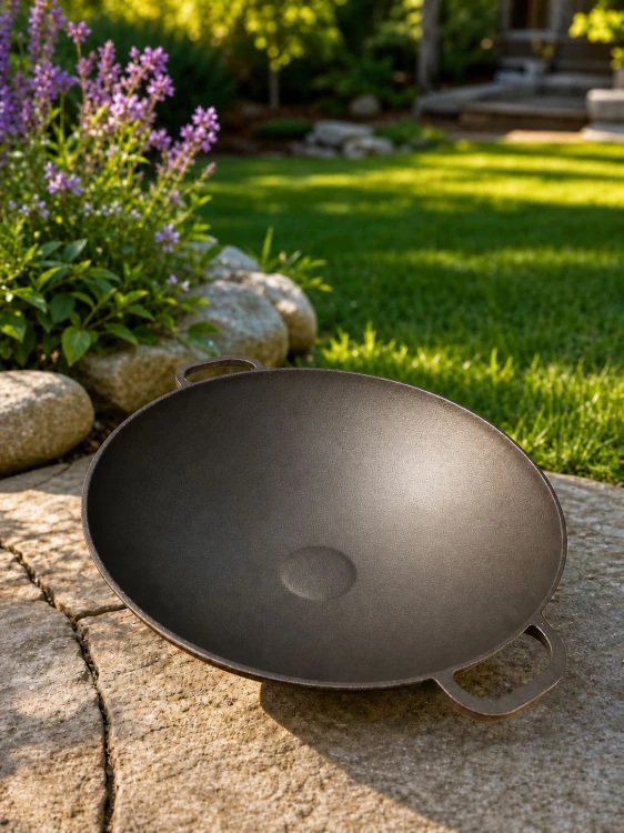 Duża żeliwna patelnia wok o średnicy 55 cm