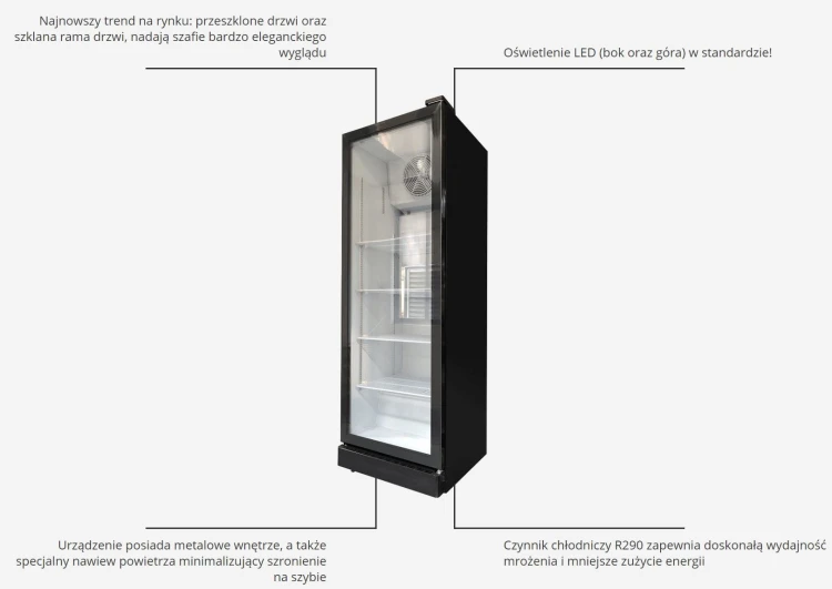 Szafa chłodnicza XLS 400 W 400 l z przeszklonymi drzwiami