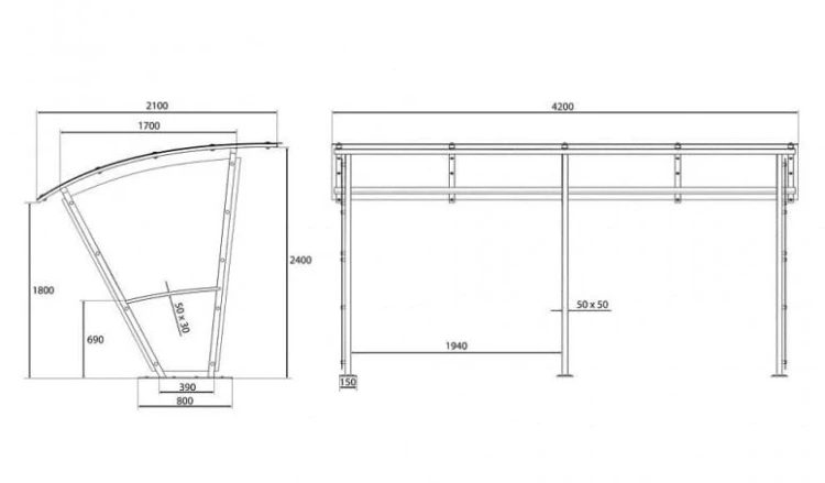 Wiata rowerowa Świt 420 cm stal ocynkowana