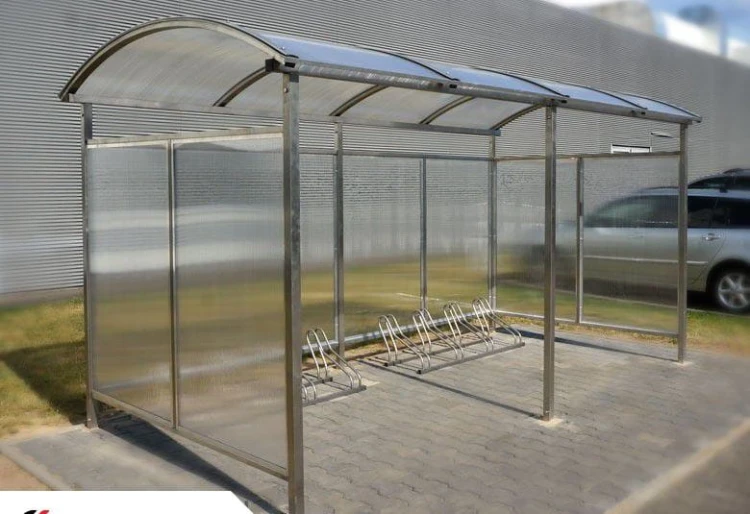 Zabudowana wiata rowerowa Zorza 420 cm na 10 stanowisk