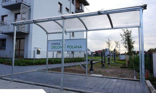 Zadaszona wiata rowerowa Zorza 420 cm na 10 stanowisk