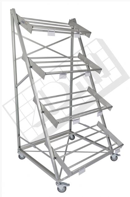 Wózek transportowy do regału 4 półkowego aluminiowy anodowany