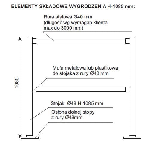 Stojak wygrodzenia chromowany fi 48 mm do barierek sklepowych