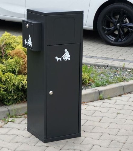 Stalowy kosz na psie odchody 40 l w kolorze grafitowym